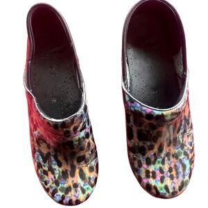 Women's Dansko Professional Clogs Shoe Leopard 38 7.5-8 watercolor
